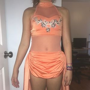 Coral Rhinestone Dance Costume